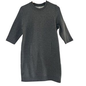 Fabletics Elena Dress Gray Fleece Sweatshirt Dress Relaxed Fit Pockets‎ Small